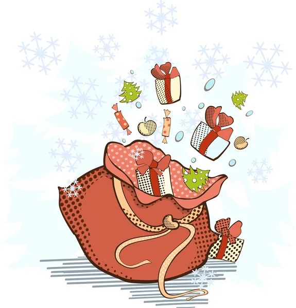 Weihnachtsmanntasche — Stockvektor