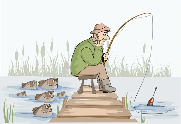 Pescador infeliz — Vetor de Stock