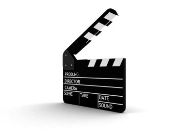 Film slate. Isolated on white. clipart