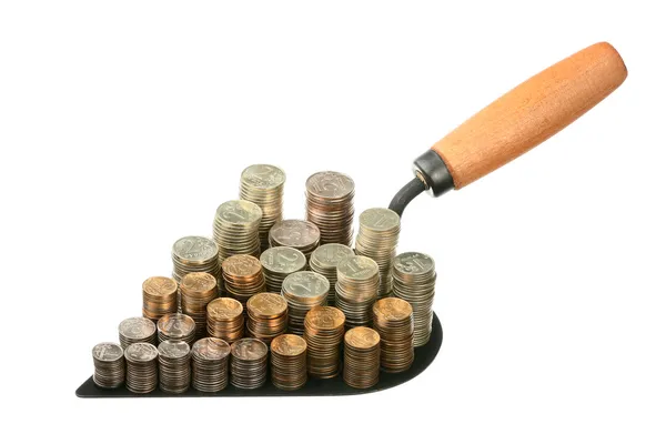 Small change on a trowel — Stock Photo, Image