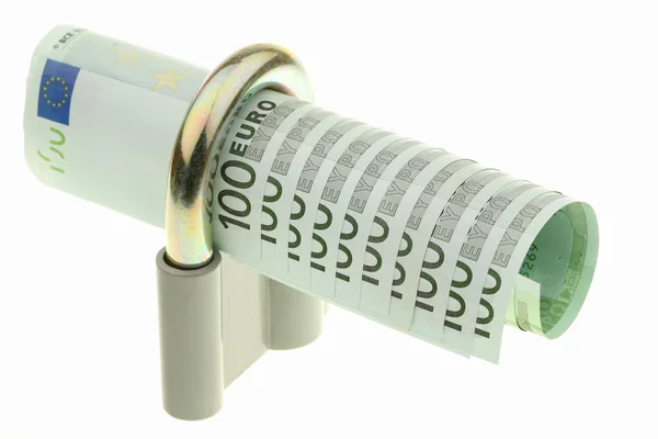 Kłódka i waluty — Zdjęcie stockowe