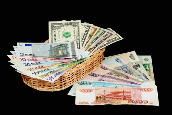 Dollars, euro and roubles — Stock Photo, Image