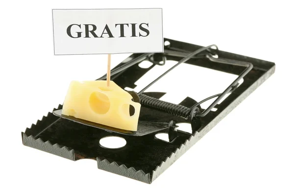 Cheese in a mousetrap — Stock Photo, Image
