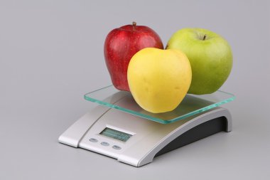 Apples on scales clipart