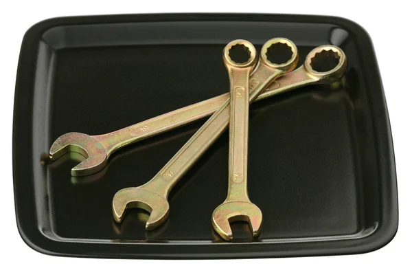 Três chaves em uma bandeja — Fotografia de Stock