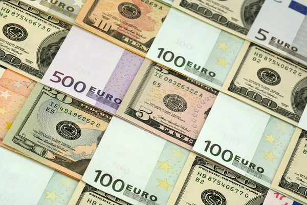 Euro and dollars — Stock Photo, Image