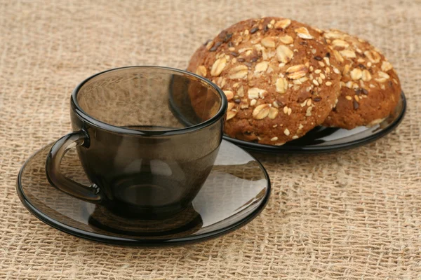 맛 있는 쿠키와 커피 쌍 스톡 사진