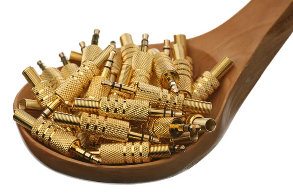 Gold stereo connectors — Stock Photo, Image