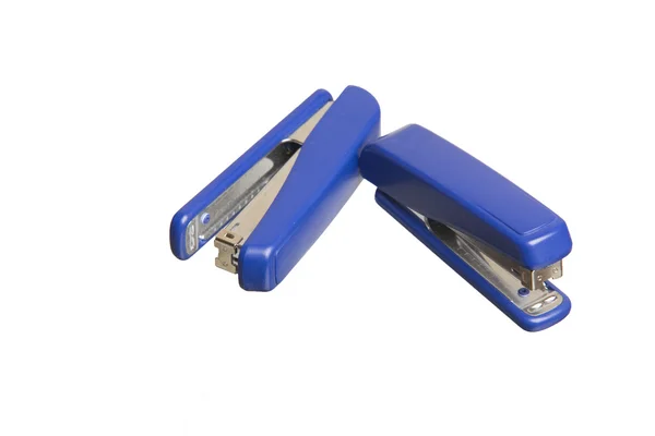 Two dark blue staplers izolated — Stock Photo, Image