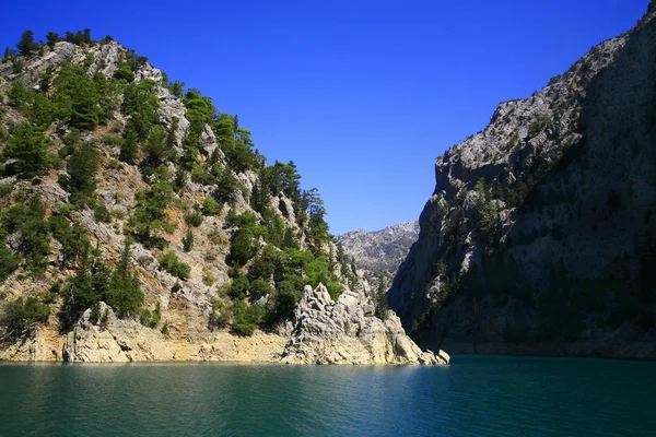 stock image Mountain lake in the summer in a fair we