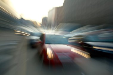 Red car. Blurred Motion. clipart