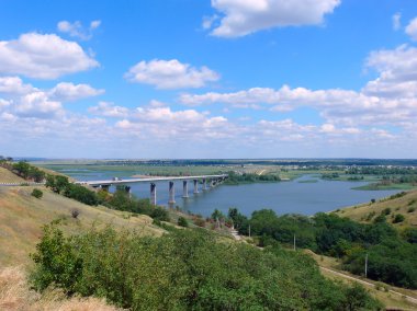 The bridge through the river Don clipart