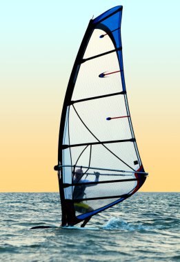 Windsurfer on waves of a sea