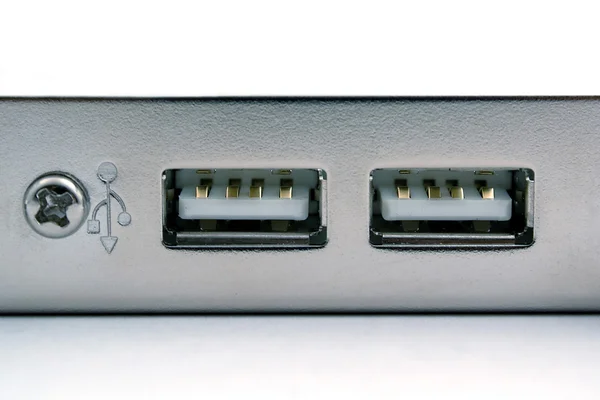 Dos puertos del USB de cerca. aislado o — Foto de Stock