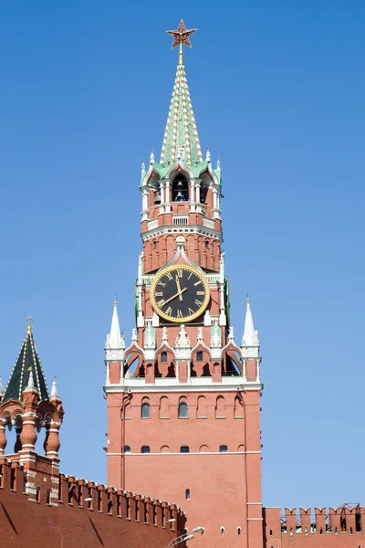 stock image Kremlin tower with clock in Moscow