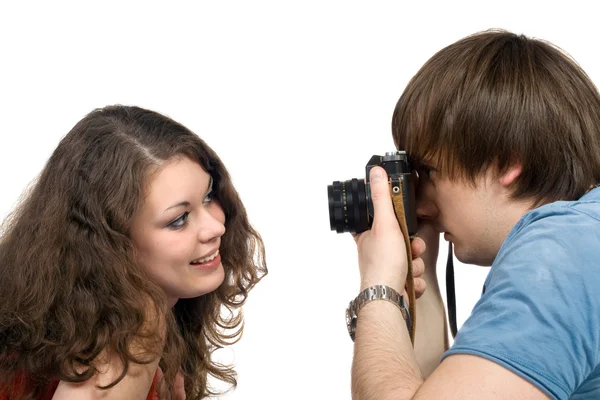 Photographer taking pictures of the youn — Stock Photo, Image