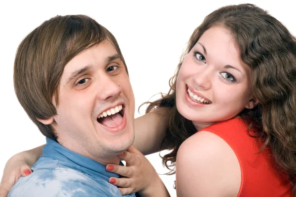 Porträtt av leende unga par. Jag — Stockfoto