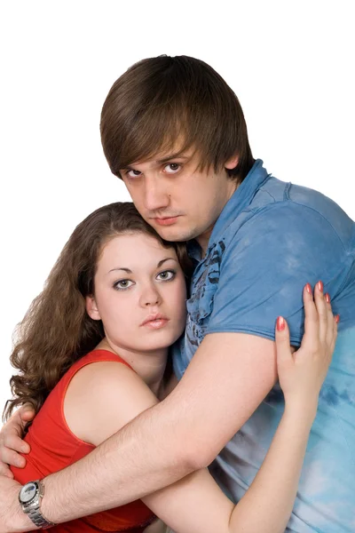 La joven pareja. Aislado sobre una ba blanca — Foto de Stock