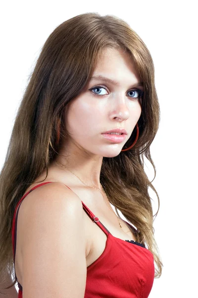 Porträt der Schönheit junge Frau in re — Stockfoto