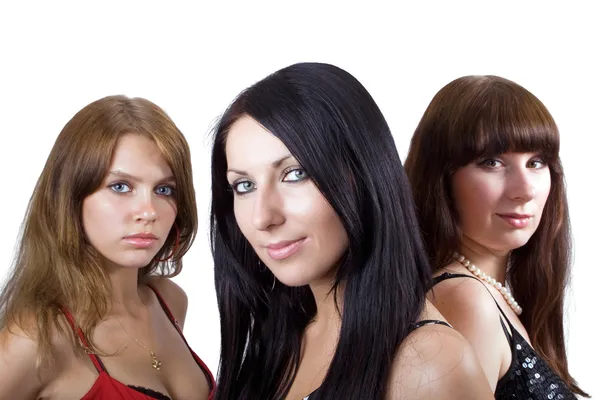 Retrato de três belas mulheres jovens . — Fotografia de Stock