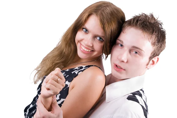 Lächelnde Schönheit junges Paar. isoliert auf — Stockfoto