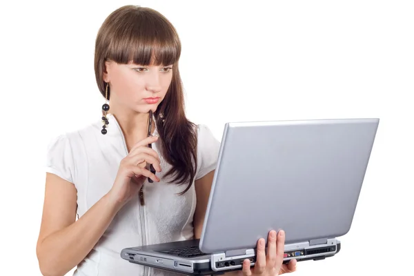 Junge Geschäftsfrau mit Telefon und Lapto — Stockfoto