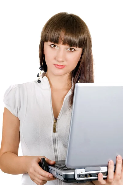 Porträt der Geschäftsfrau mit Laptop — Stockfoto