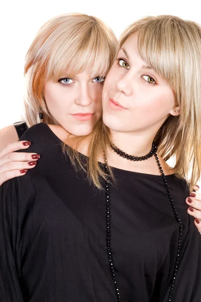 Portrait of the two young beauty blonde — Stock Photo, Image