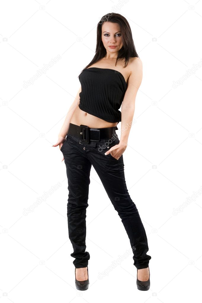 hot girl in black jeans