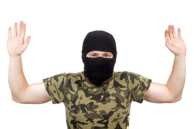 The surrendered criminal in a black mask clipart