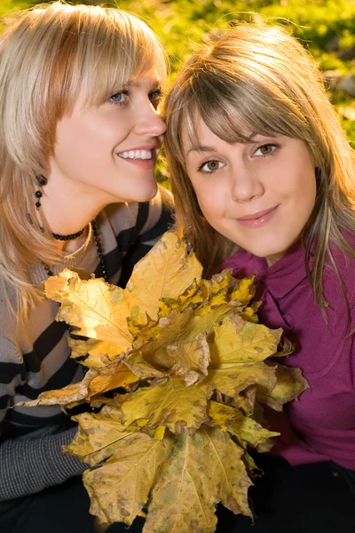 Portrait of the two young beauty blonde — Stock Photo, Image