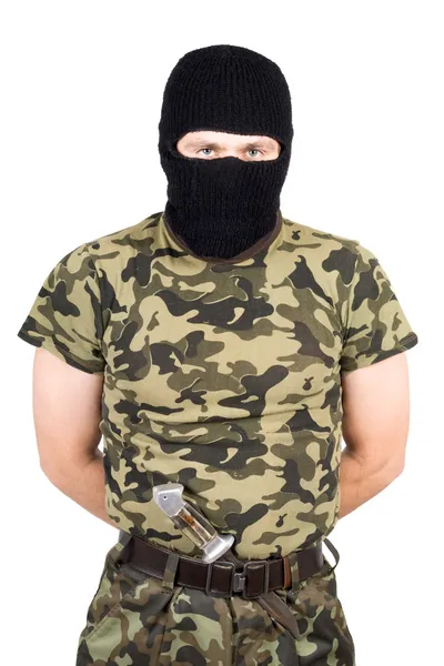 The man in a black mask over white — Stock Photo, Image