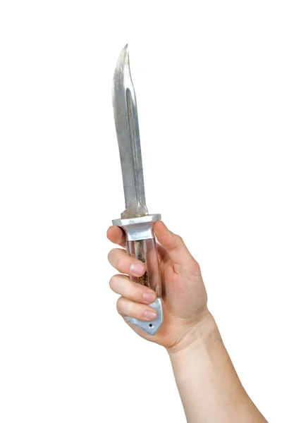 Knife in a hand. Isolated on white — Stock Photo, Image