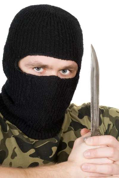 Portrait of the criminal with a knife ov — Stock Photo, Image