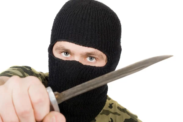 Portrait of the killer with a knife — Stock Photo, Image