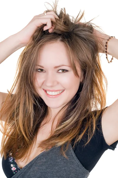 Porträtt av leende unga kvinnan. ISO — Stockfoto