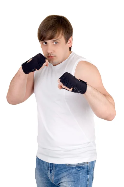 Portrait of the fighter. Isolated on whi — Stock Photo, Image