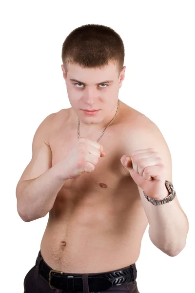Retrato do lutador furioso. Isolar — Fotografia de Stock