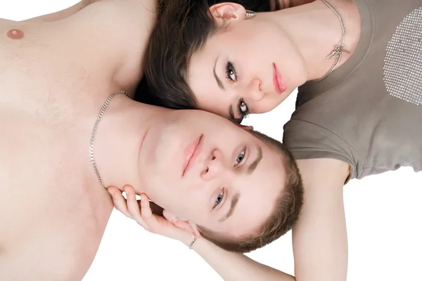 Portret młodej pary. na białym tle o — Zdjęcie stockowe