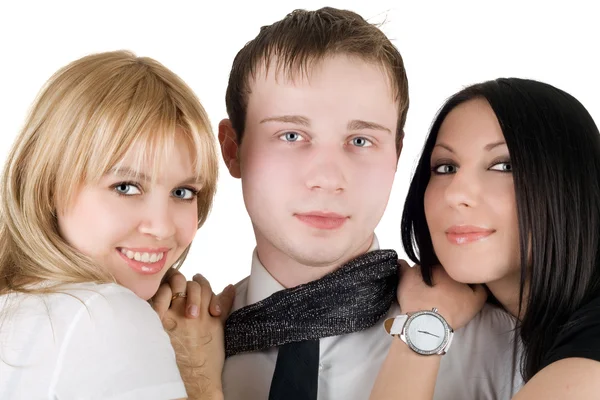 Portrait of the young man and two young — Stock Photo, Image