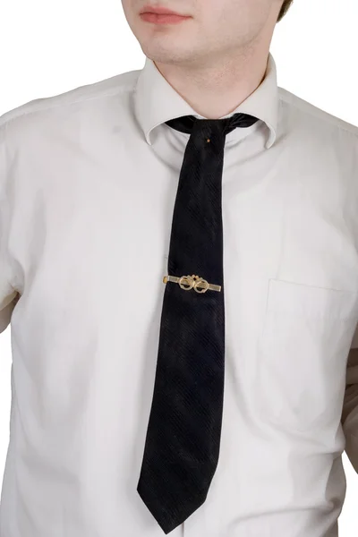 Junger Mann mit Krawatte. isoliert auf weiß — Stockfoto
