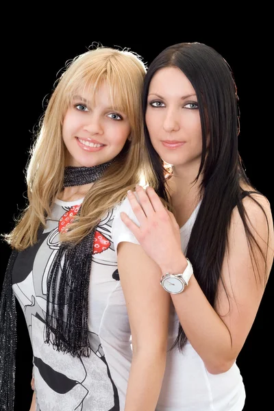 Portrait of the young brunette and blond — Stock Photo, Image