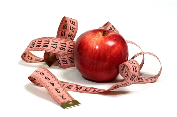 Apple and centimeter. — Stock Photo, Image
