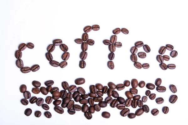 Stock image Coffee word written from coffee beans.