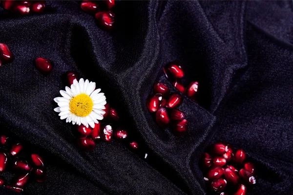 黒い絹のトウモロコシ ザクロの花 — ストック写真