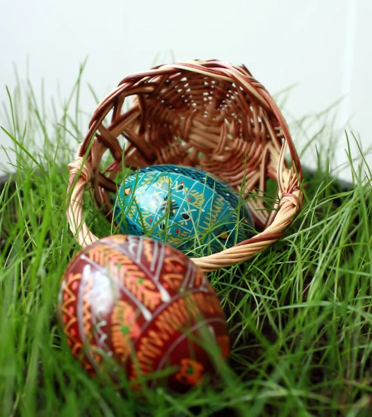 Omgekeerde Pasen mand met eieren — Stockfoto