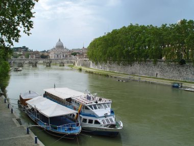 Boats at the Tiber River clipart