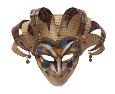 Italian traditional mask of Harlequin frontal clipart