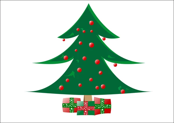 Decorative christmas tree with gifts — Stock Vector