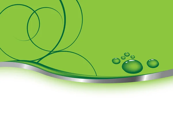 Groene visitekaartje - waterdrops — Stockvector